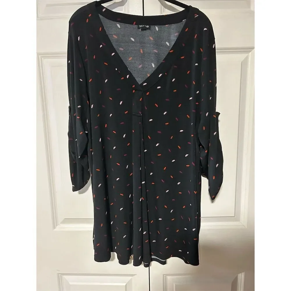 Torrid Women's Size 4 Multicolor V-Neck Long Sleeve Blouse Casual - Picture 2 of 7